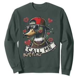 Valentine Mallard Duck Sweatshirt Camo Hunting Valentines Day Gift For Her TS10 Dark Forest Green Print Your Wear