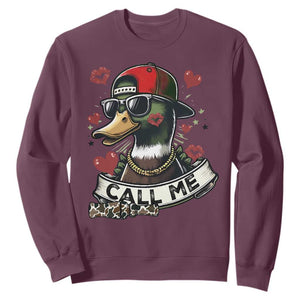 Valentine Mallard Duck Sweatshirt Camo Hunting Valentines Day Gift For Her TS10 Maroon Print Your Wear