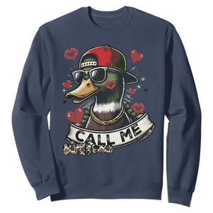 Valentine Mallard Duck Sweatshirt Camo Hunting Valentines Day Gift For Her TS10 Navy Print Your Wear