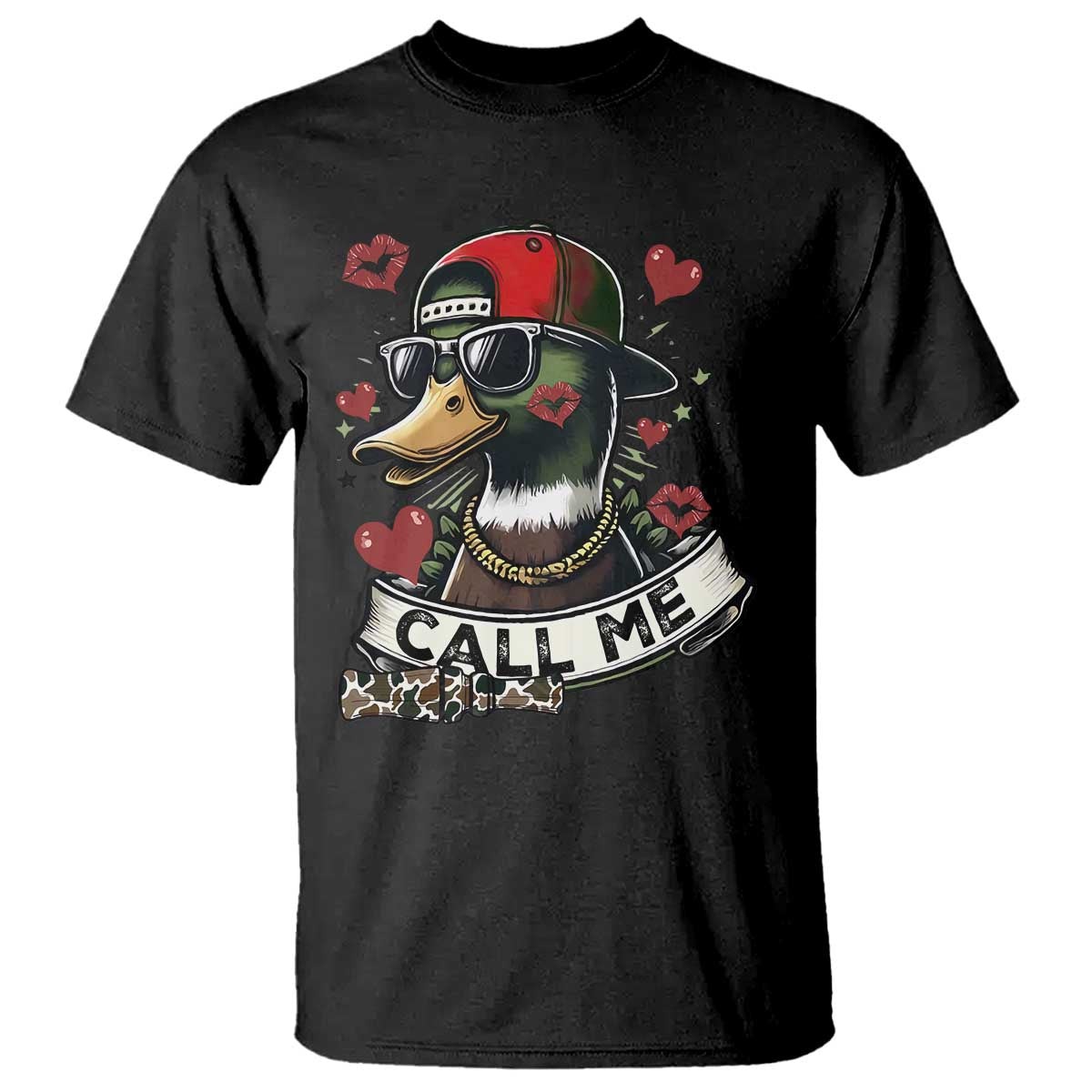Valentine Mallard Duck T Shirt Camo Hunting Valentines Day Gift For Her TS10 Black Print Your Wear