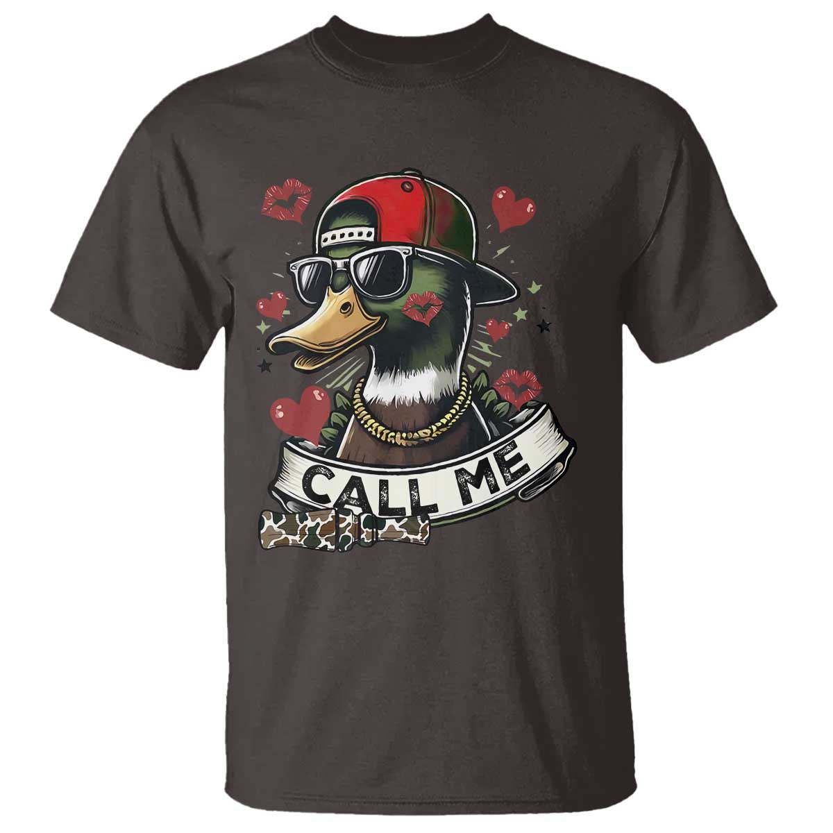 Valentine Mallard Duck T Shirt Camo Hunting Valentines Day Gift For Her TS10 Dark Chocolate Print Your Wear
