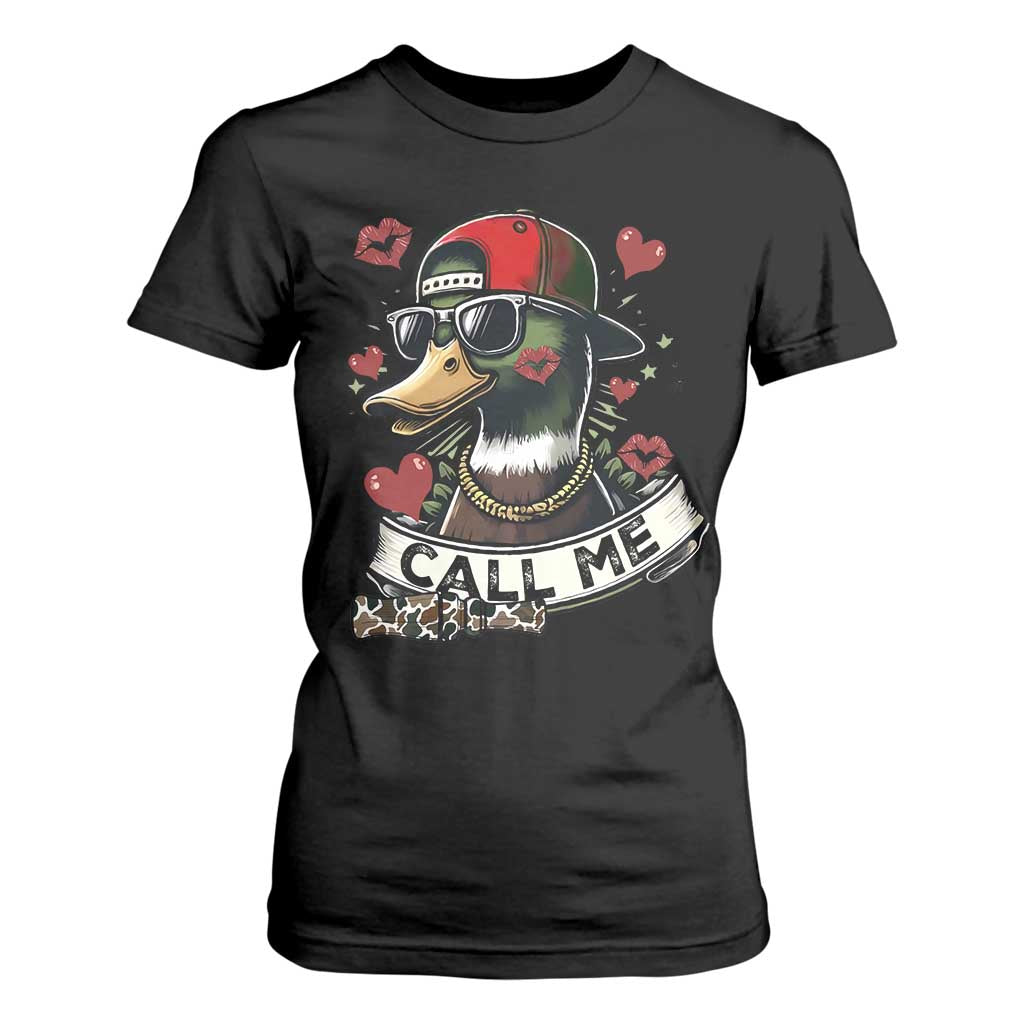 Valentine Mallard Duck T Shirt For Women Camo Hunting Valentines Day Gift For Her TS10 Black Print Your Wear
