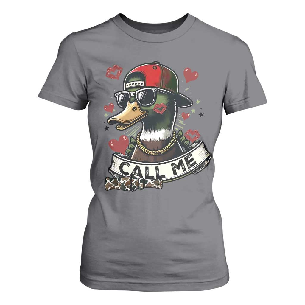 Valentine Mallard Duck T Shirt For Women Camo Hunting Valentines Day Gift For Her TS10 Charcoal Print Your Wear
