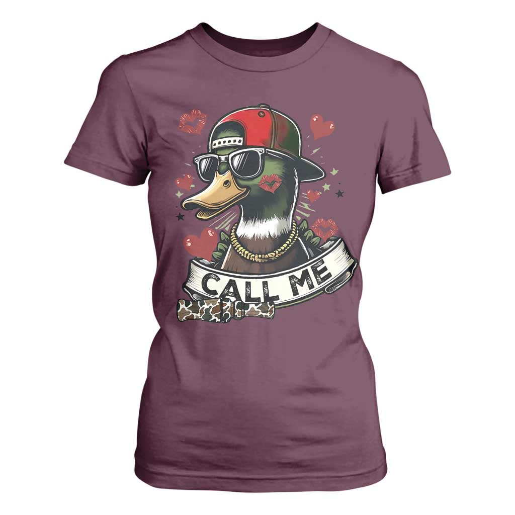 Valentine Mallard Duck T Shirt For Women Camo Hunting Valentines Day Gift For Her TS10 Maroon Print Your Wear