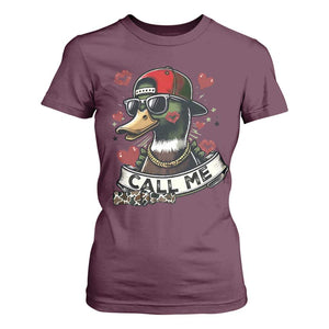 Valentine Mallard Duck T Shirt For Women Camo Hunting Valentines Day Gift For Her TS10 Maroon Print Your Wear