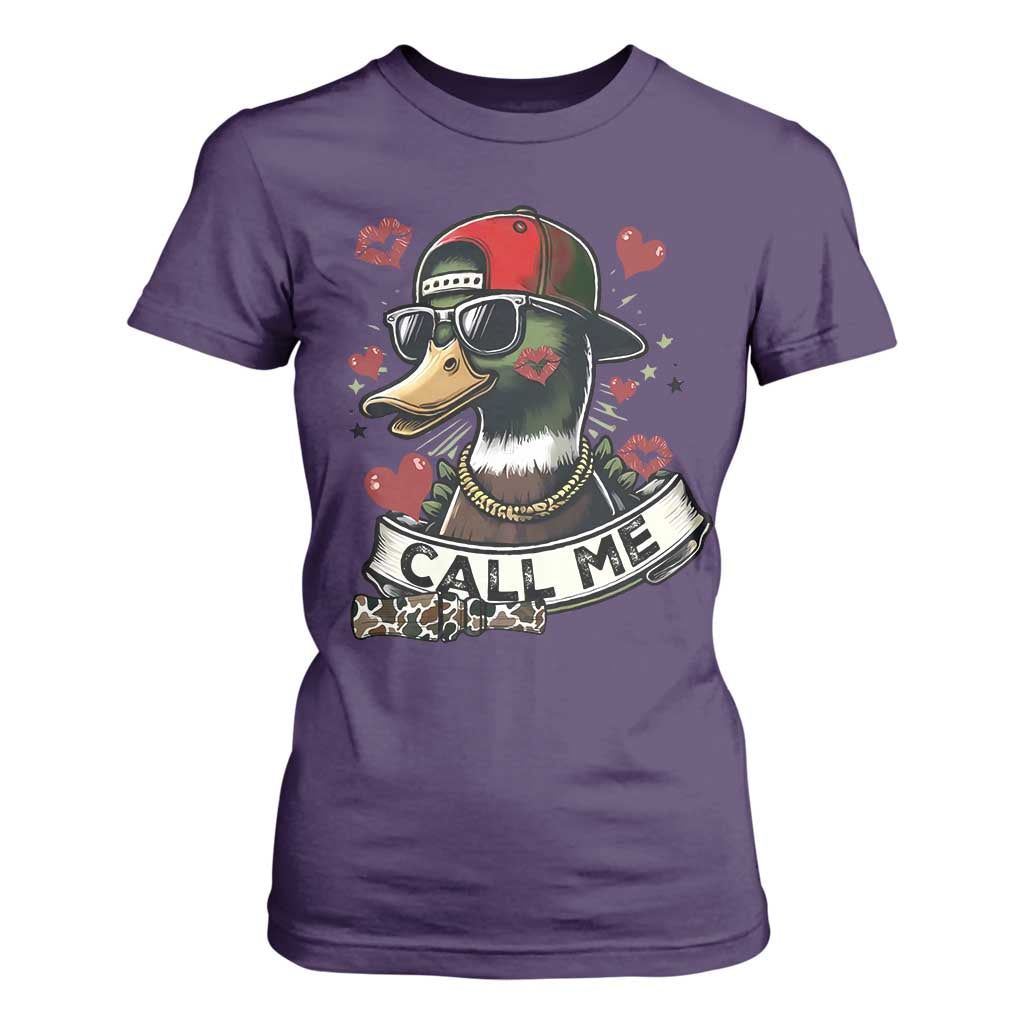 Valentine Mallard Duck T Shirt For Women Camo Hunting Valentines Day Gift For Her TS10 Purple Print Your Wear