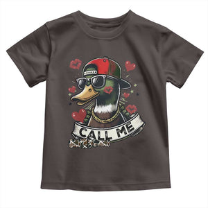 Valentine Mallard Duck Toddler T Shirt Camo Hunting Valentines Day Gift For Her TS10 Dark Chocolate Print Your Wear