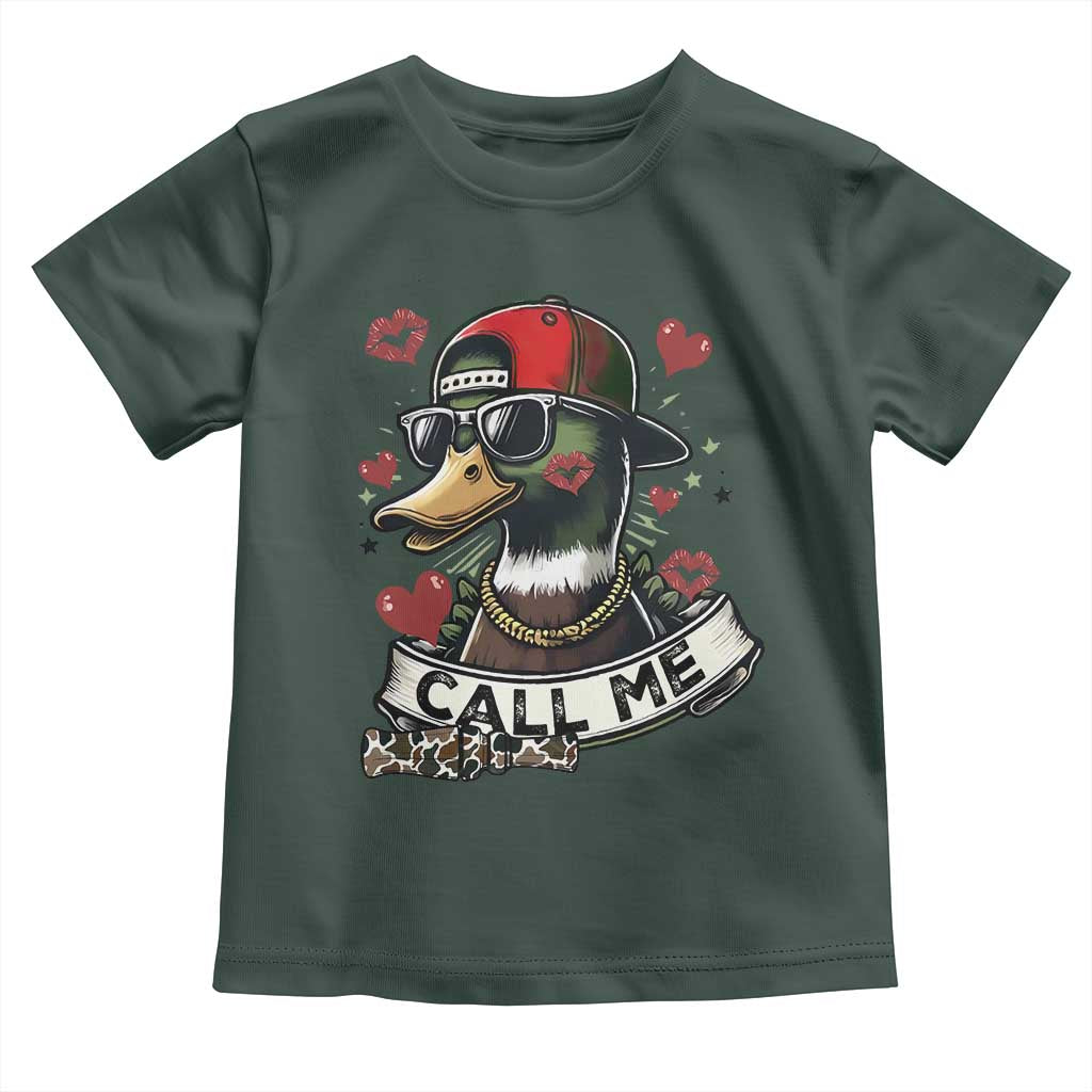 Valentine Mallard Duck Toddler T Shirt Camo Hunting Valentines Day Gift For Her TS10 Dark Forest Green Print Your Wear