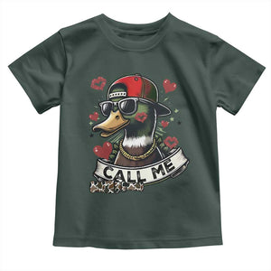 Valentine Mallard Duck Toddler T Shirt Camo Hunting Valentines Day Gift For Her TS10 Dark Forest Green Print Your Wear