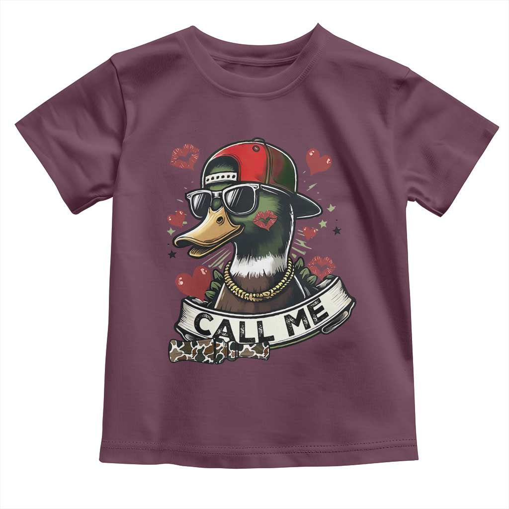 Valentine Mallard Duck Toddler T Shirt Camo Hunting Valentines Day Gift For Her TS10 Maroon Print Your Wear