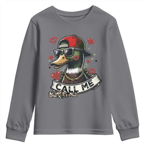 Valentine Mallard Duck Youth Sweatshirt Camo Hunting Valentines Day Gift For Her TS10 Charcoal Print Your Wear