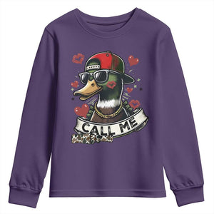Valentine Mallard Duck Youth Sweatshirt Camo Hunting Valentines Day Gift For Her TS10 Purple Print Your Wear