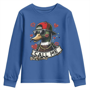 Valentine Mallard Duck Youth Sweatshirt Camo Hunting Valentines Day Gift For Her TS10 Royal Blue Print Your Wear