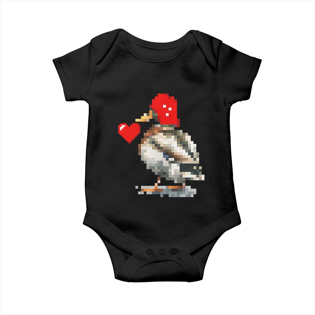 Pixel Valentine Mallard Duck Baby Onesie Hunting Valentines Day Gift For Her TS10 Black Print Your Wear