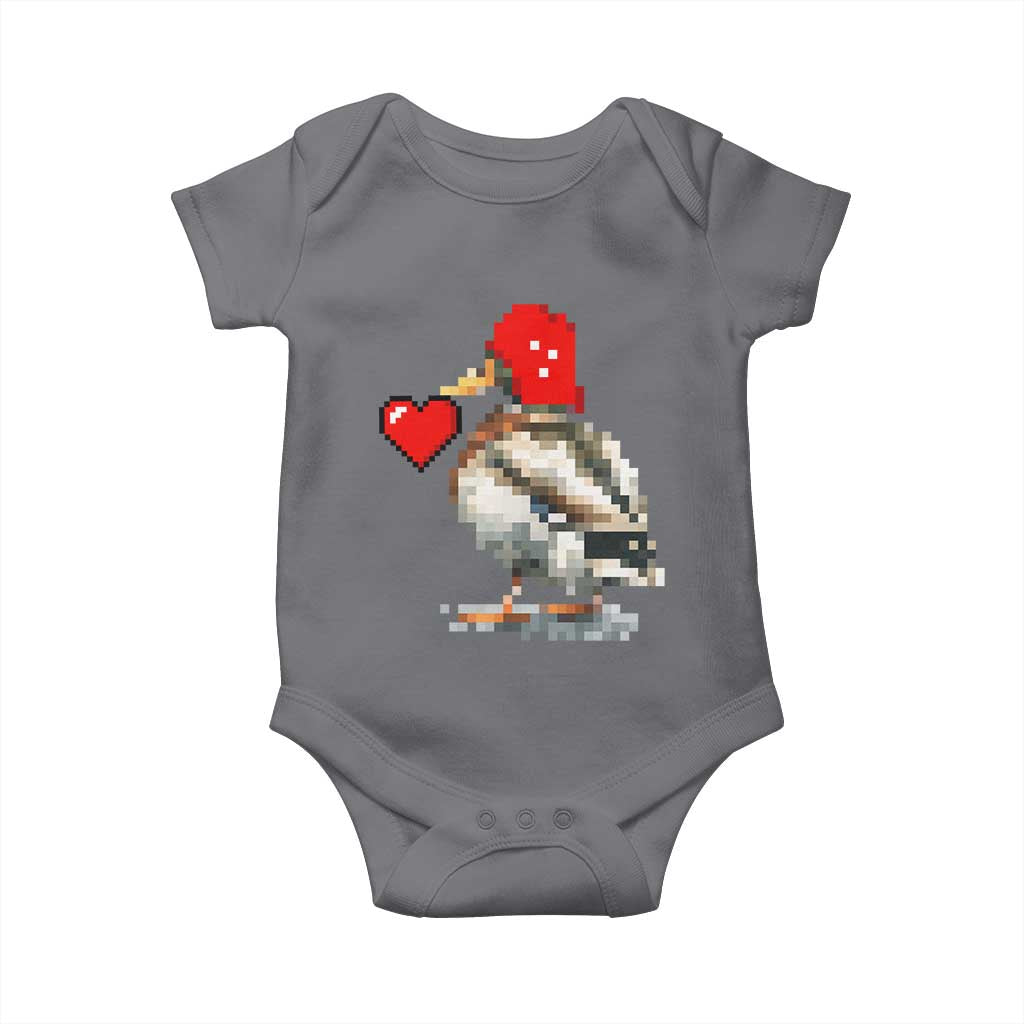 Pixel Valentine Mallard Duck Baby Onesie Hunting Valentines Day Gift For Her TS10 Charcoal Print Your Wear