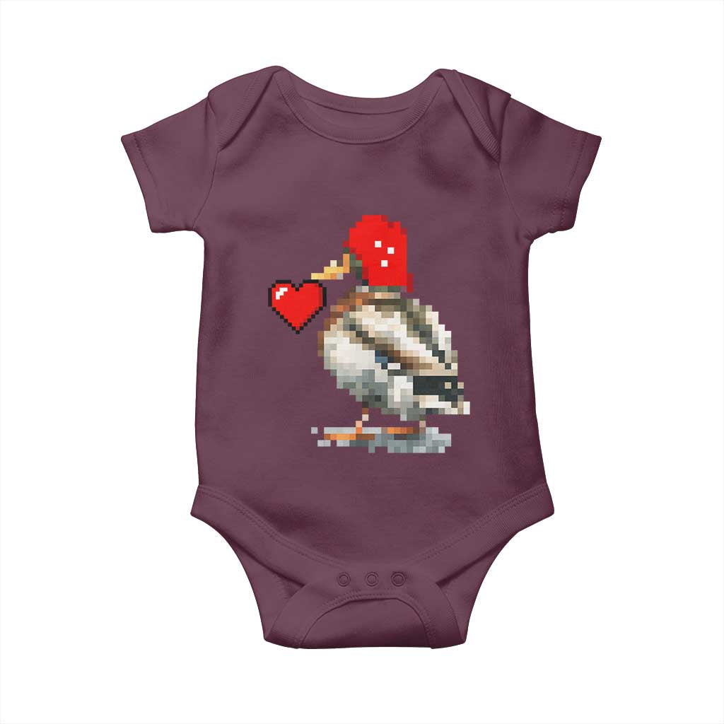 Pixel Valentine Mallard Duck Baby Onesie Hunting Valentines Day Gift For Her TS10 Maroon Print Your Wear