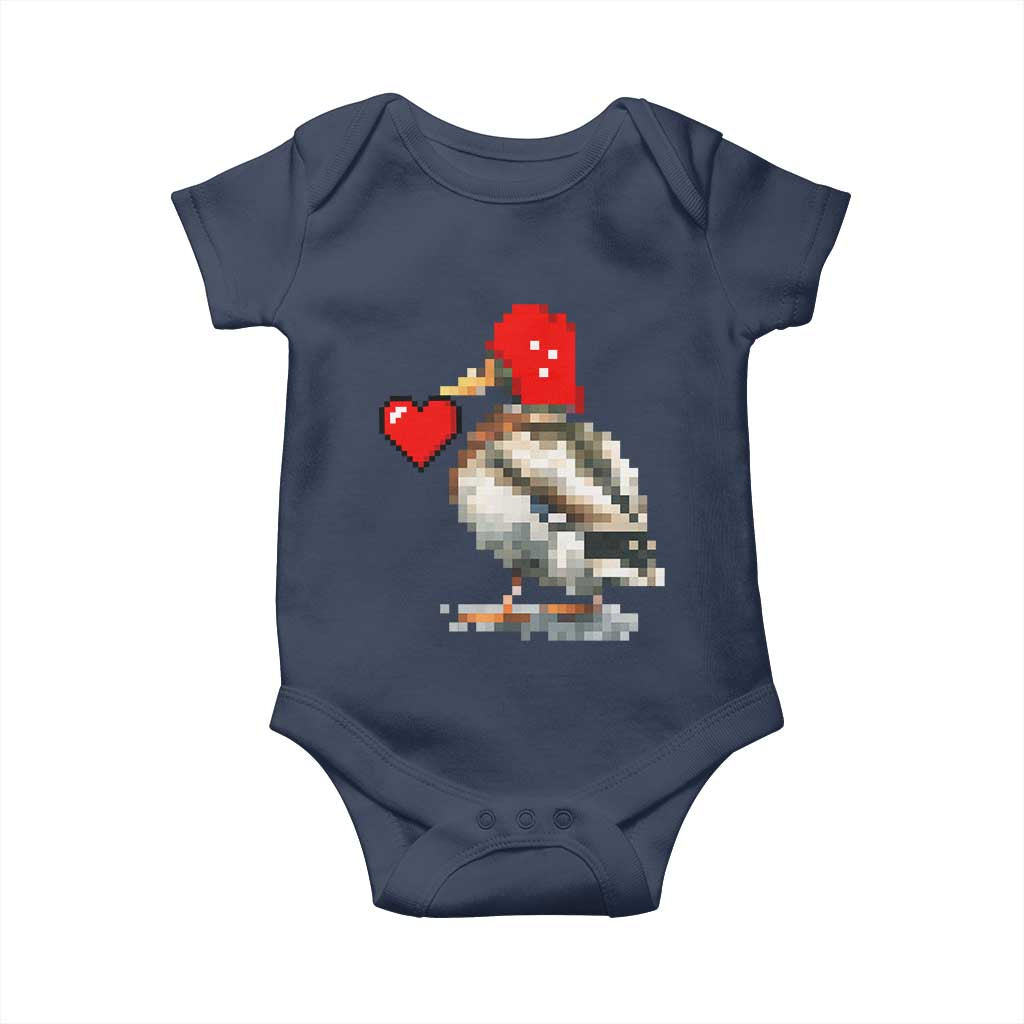 Pixel Valentine Mallard Duck Baby Onesie Hunting Valentines Day Gift For Her TS10 Navy Print Your Wear