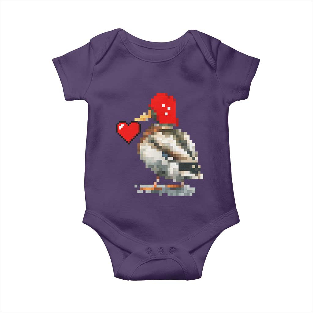 Pixel Valentine Mallard Duck Baby Onesie Hunting Valentines Day Gift For Her TS10 Purple Print Your Wear