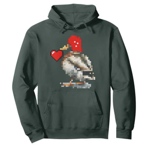 Pixel Valentine Mallard Duck Hoodie Hunting Valentines Day Gift For Her TS10 Dark Forest Green Print Your Wear