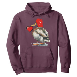 Pixel Valentine Mallard Duck Hoodie Hunting Valentines Day Gift For Her TS10 Maroon Print Your Wear