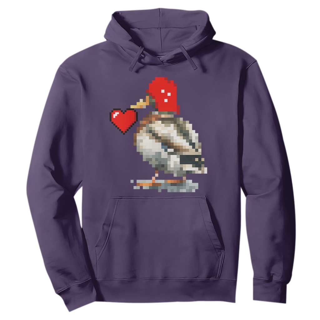 Pixel Valentine Mallard Duck Hoodie Hunting Valentines Day Gift For Her TS10 Purple Print Your Wear