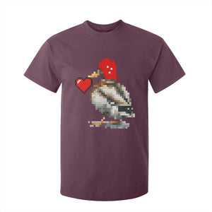 Pixel Valentine Mallard Duck T Shirt For Kid Hunting Valentines Day Gift For Her TS10 Maroon Print Your Wear