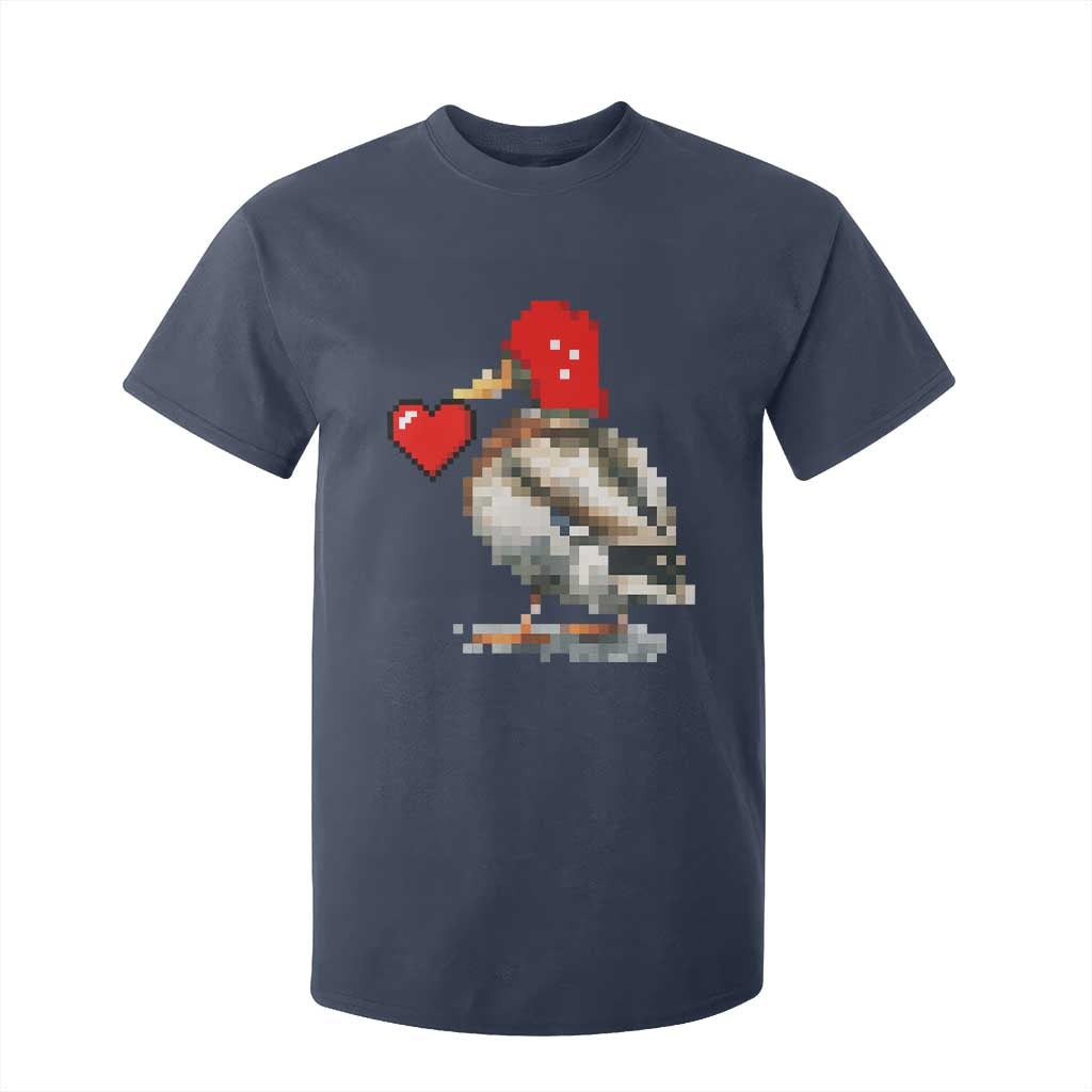Pixel Valentine Mallard Duck T Shirt For Kid Hunting Valentines Day Gift For Her TS10 Navy Print Your Wear