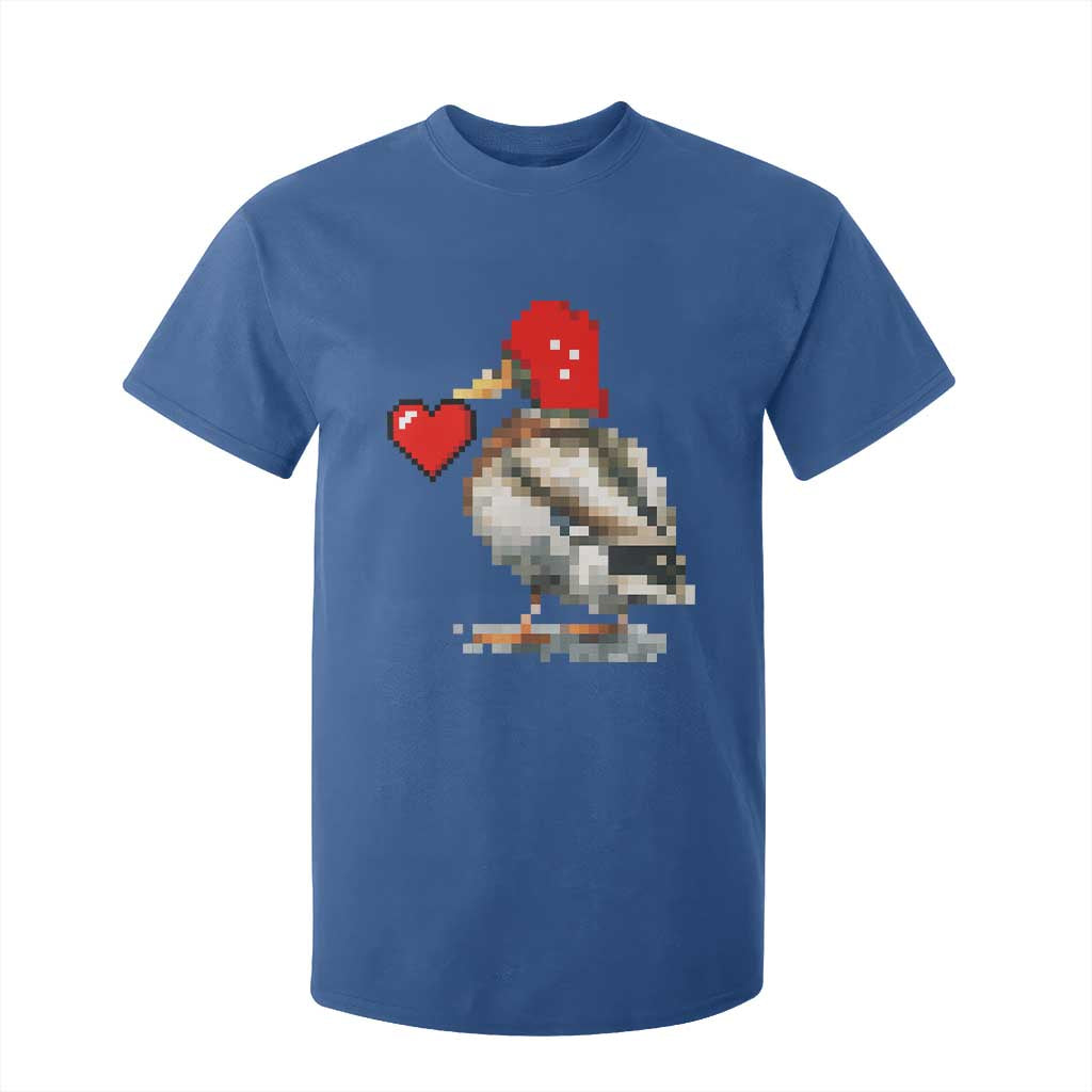 Pixel Valentine Mallard Duck T Shirt For Kid Hunting Valentines Day Gift For Her TS10 Royal Blue Print Your Wear