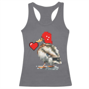 Pixel Valentine Mallard Duck Racerback Tank Top Hunting Valentines Day Gift For Her TS10 Charcoal Print Your Wear