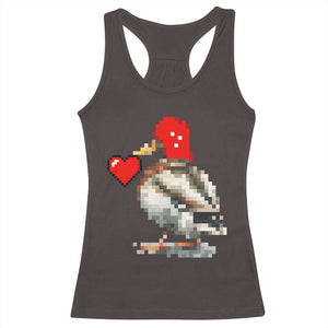 Pixel Valentine Mallard Duck Racerback Tank Top Hunting Valentines Day Gift For Her TS10 Dark Chocolate Print Your Wear