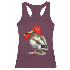 Pixel Valentine Mallard Duck Racerback Tank Top Hunting Valentines Day Gift For Her TS10 Maroon Print Your Wear