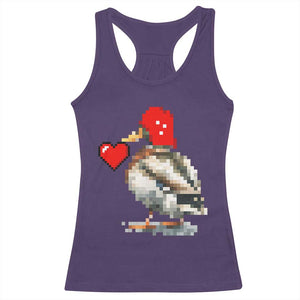 Pixel Valentine Mallard Duck Racerback Tank Top Hunting Valentines Day Gift For Her TS10 Purple Print Your Wear