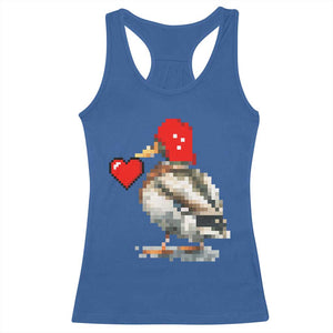 Pixel Valentine Mallard Duck Racerback Tank Top Hunting Valentines Day Gift For Her TS10 Royal Blue Print Your Wear
