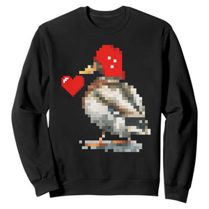 Pixel Valentine Mallard Duck Sweatshirt Hunting Valentines Day Gift For Her TS10 Black Print Your Wear