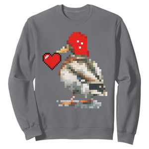 Pixel Valentine Mallard Duck Sweatshirt Hunting Valentines Day Gift For Her TS10 Charcoal Print Your Wear