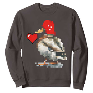 Pixel Valentine Mallard Duck Sweatshirt Hunting Valentines Day Gift For Her TS10 Dark Chocolate Print Your Wear