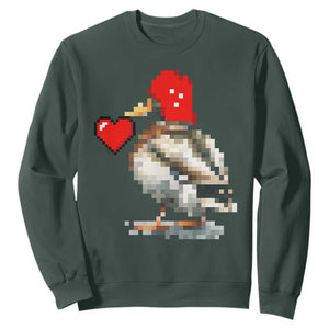 Pixel Valentine Mallard Duck Sweatshirt Hunting Valentines Day Gift For Her TS10 Dark Forest Green Print Your Wear