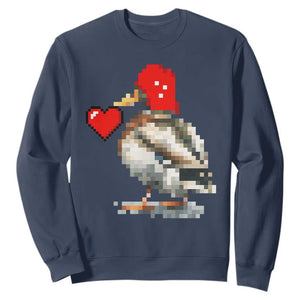 Pixel Valentine Mallard Duck Sweatshirt Hunting Valentines Day Gift For Her TS10 Navy Print Your Wear