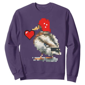 Pixel Valentine Mallard Duck Sweatshirt Hunting Valentines Day Gift For Her TS10 Purple Print Your Wear