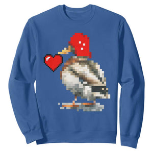 Pixel Valentine Mallard Duck Sweatshirt Hunting Valentines Day Gift For Her TS10 Royal Blue Print Your Wear