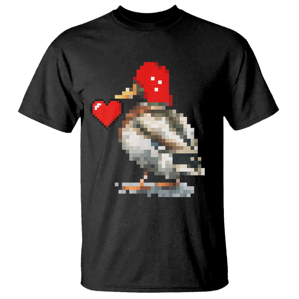 Pixel Valentine Mallard Duck T Shirt Hunting Valentines Day Gift For Her TS10 Black Print Your Wear