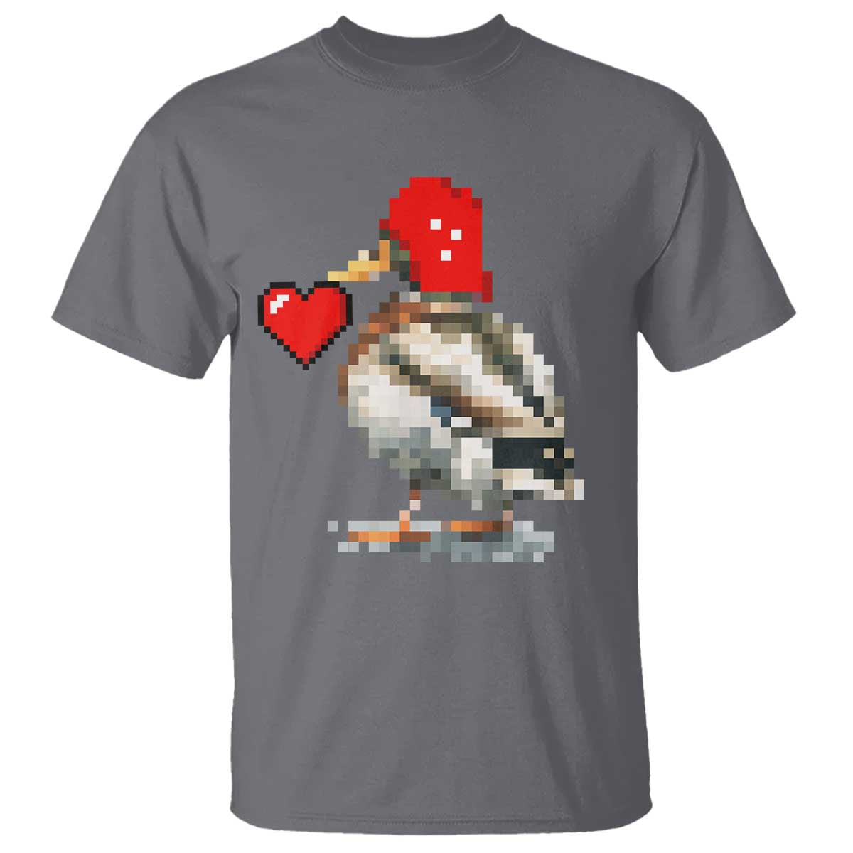 Pixel Valentine Mallard Duck T Shirt Hunting Valentines Day Gift For Her TS10 Charcoal Print Your Wear