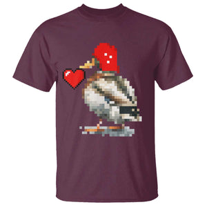 Pixel Valentine Mallard Duck T Shirt Hunting Valentines Day Gift For Her TS10 Maroon Print Your Wear
