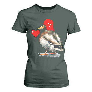 Pixel Valentine Mallard Duck T Shirt For Women Hunting Valentines Day Gift For Her TS10 Dark Forest Green Print Your Wear