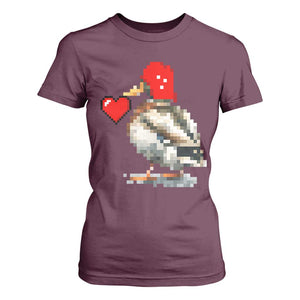 Pixel Valentine Mallard Duck T Shirt For Women Hunting Valentines Day Gift For Her TS10 Maroon Print Your Wear