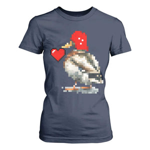Pixel Valentine Mallard Duck T Shirt For Women Hunting Valentines Day Gift For Her TS10 Navy Print Your Wear