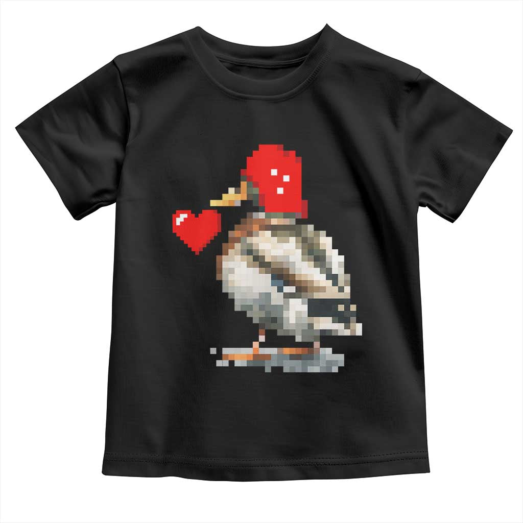 Pixel Valentine Mallard Duck Toddler T Shirt Hunting Valentines Day Gift For Her TS10 Black Print Your Wear