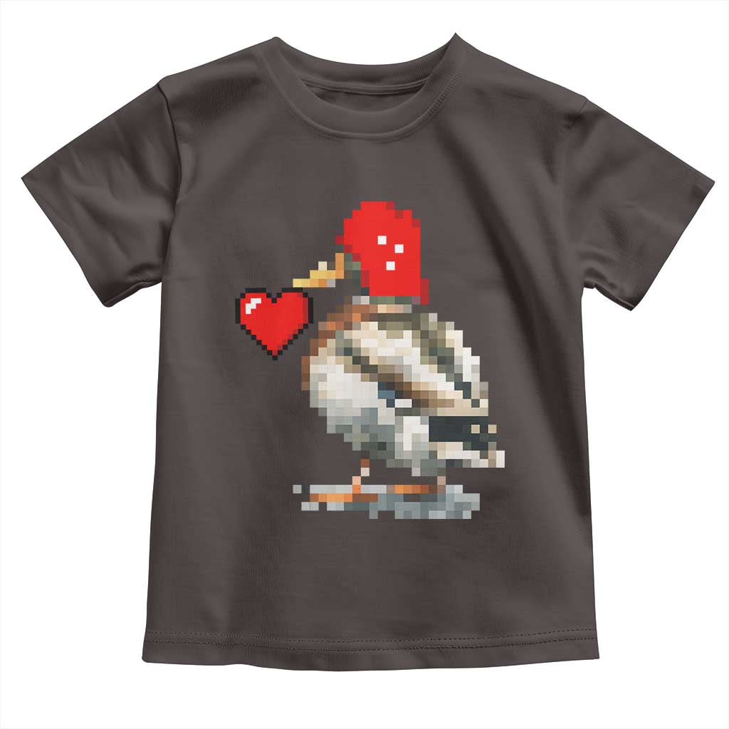 Pixel Valentine Mallard Duck Toddler T Shirt Hunting Valentines Day Gift For Her TS10 Dark Chocolate Print Your Wear