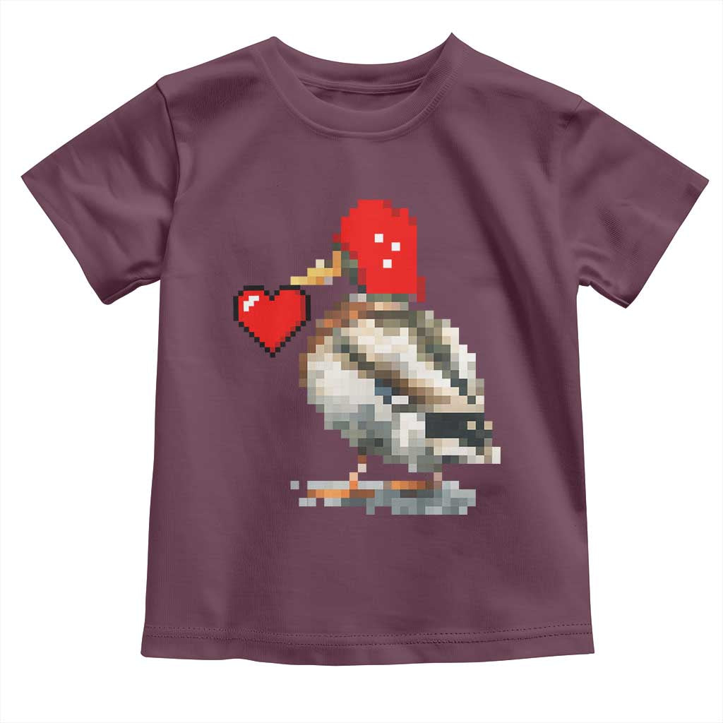 Pixel Valentine Mallard Duck Toddler T Shirt Hunting Valentines Day Gift For Her TS10 Maroon Print Your Wear