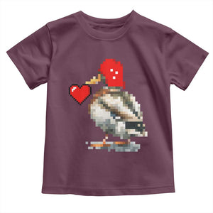 Pixel Valentine Mallard Duck Toddler T Shirt Hunting Valentines Day Gift For Her TS10 Maroon Print Your Wear